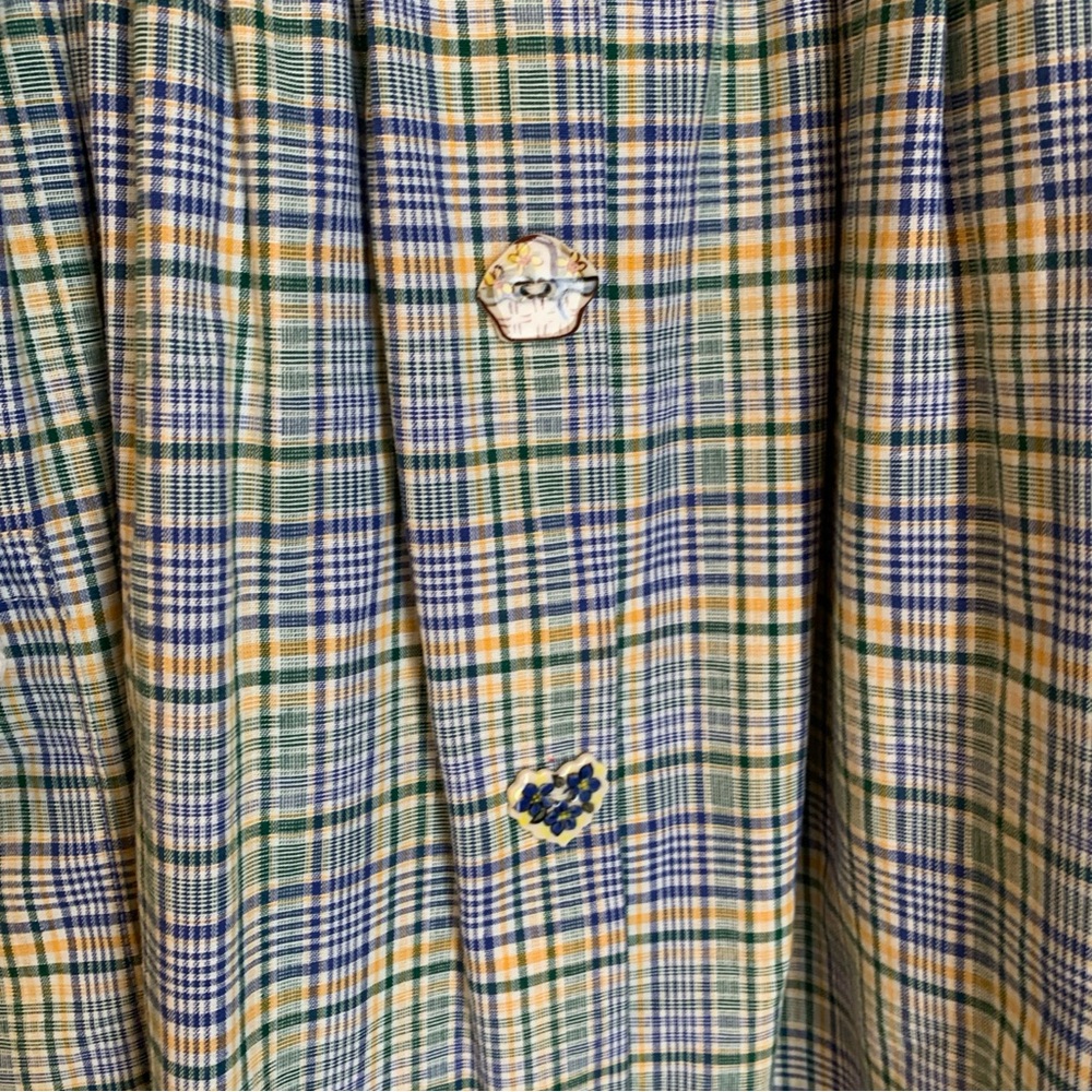 Vtg HANDMADE USA COTTAGECORE PLAID JUMPER DRESS Pinafore Trad Farmhouse Buttons - Picture 7 of 9